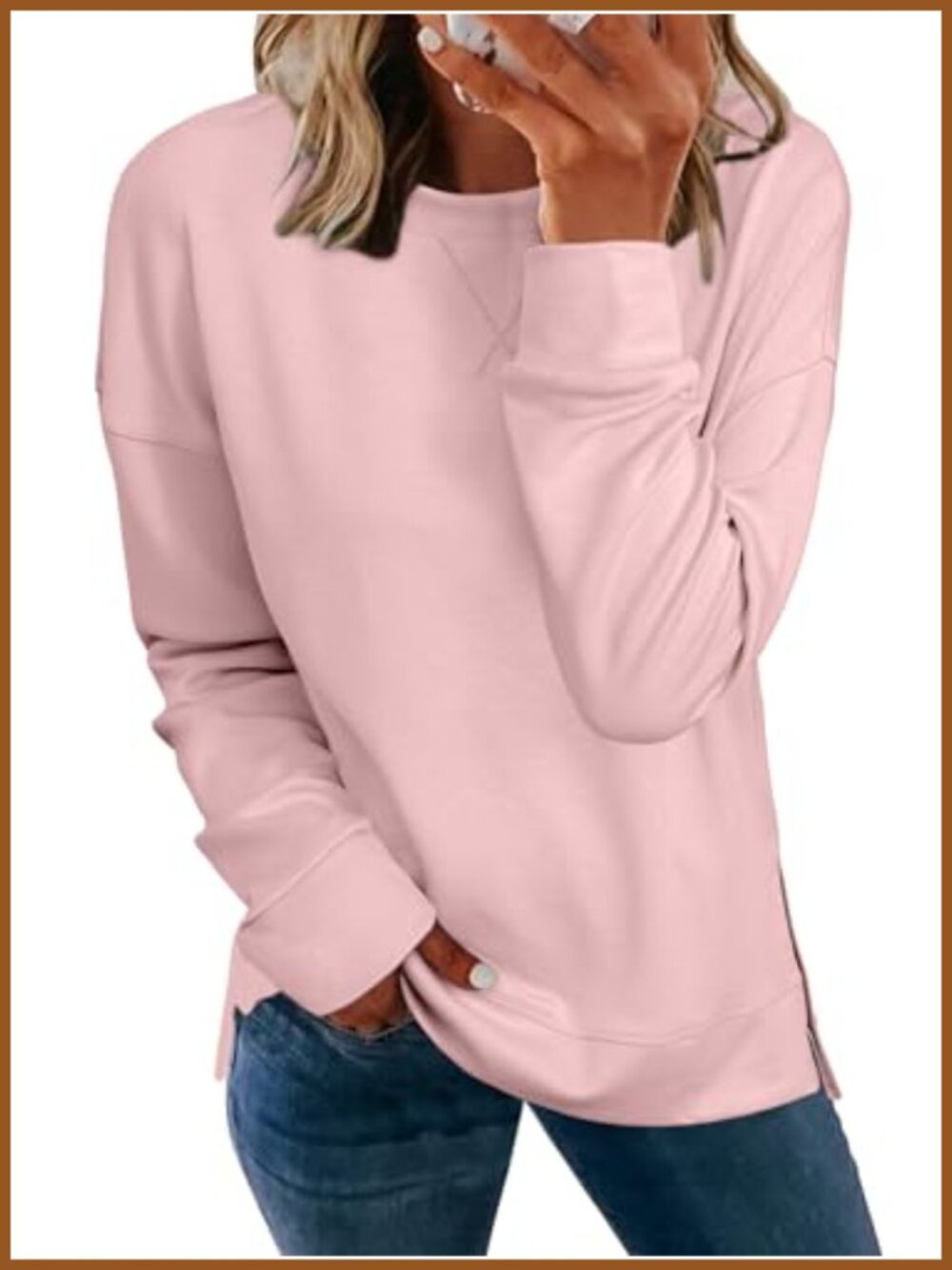 Lightweight Modal Blend Crewneck Sweatshirt Long Sleeve Pullover